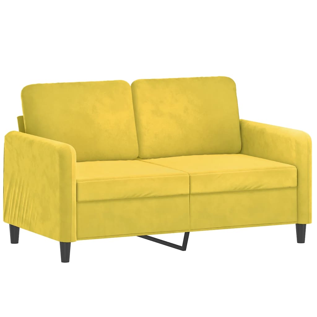Set Di Divani 3 Pz Con Cuscini Giallo In Velluto