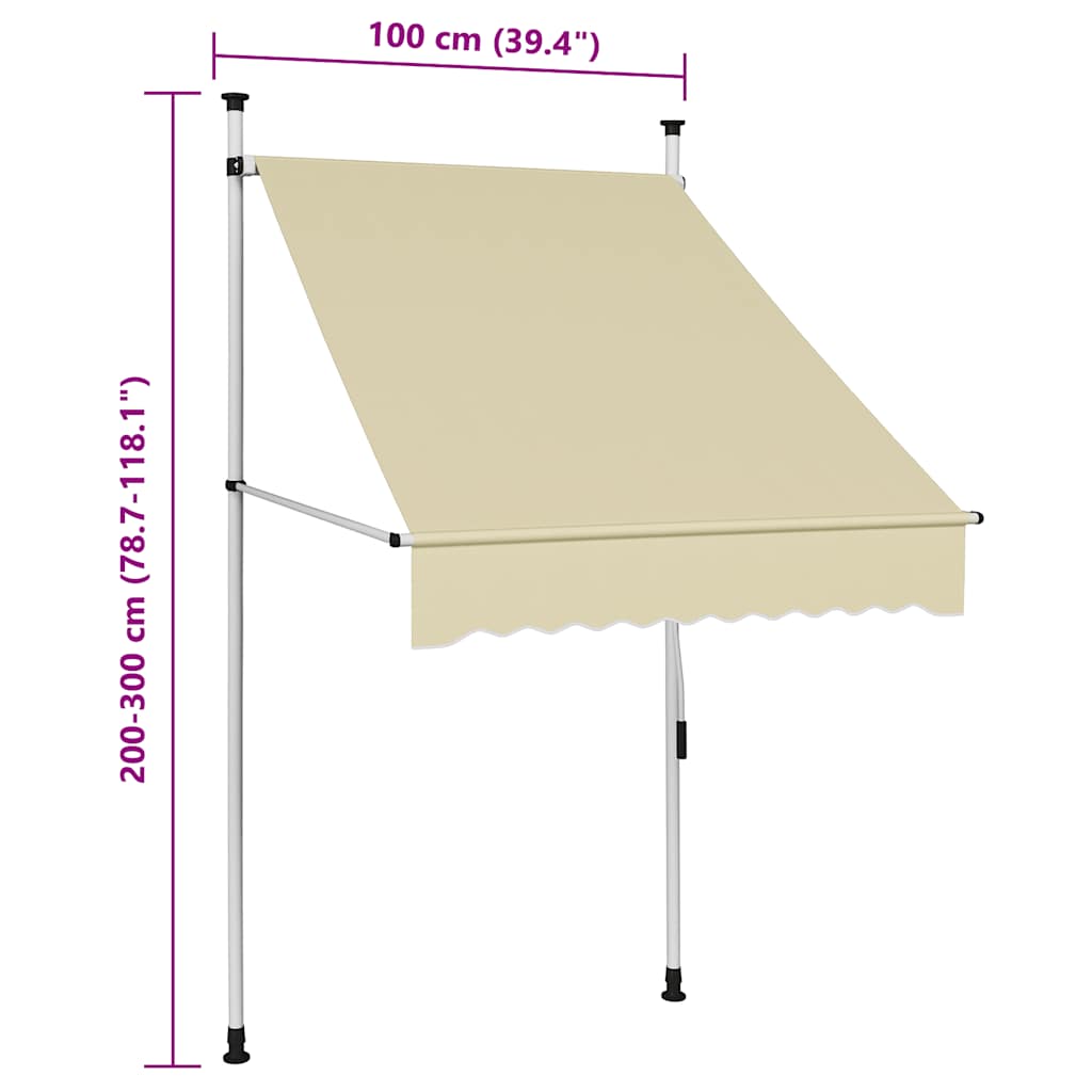 Tenda Da Sole Retrattile Manuale 100 Cm Crema - Image 4