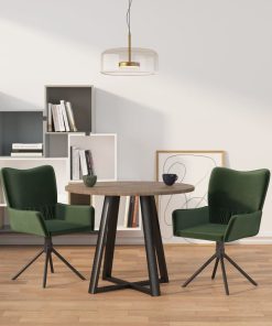Sedie Da Pranzo Girevoli 2 Pz Verde Scuro In Velluto