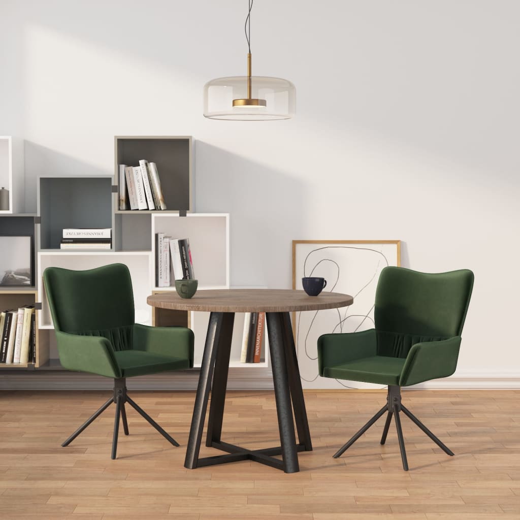 Sedie Da Pranzo Girevoli 2 Pz Verde Scuro In Velluto