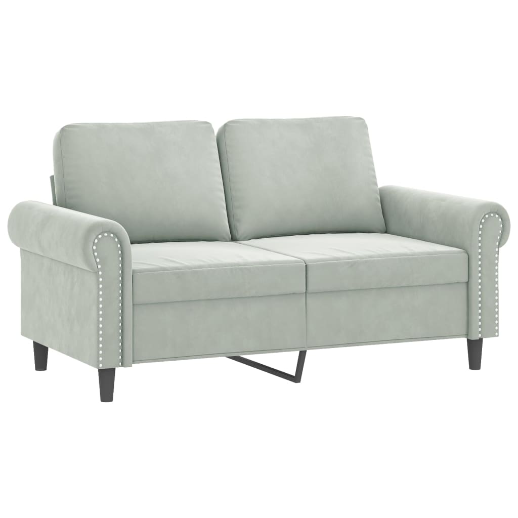 Set Di Divani 3 Pz Con Cuscini Grigio Chiaro In Velluto - Image 6