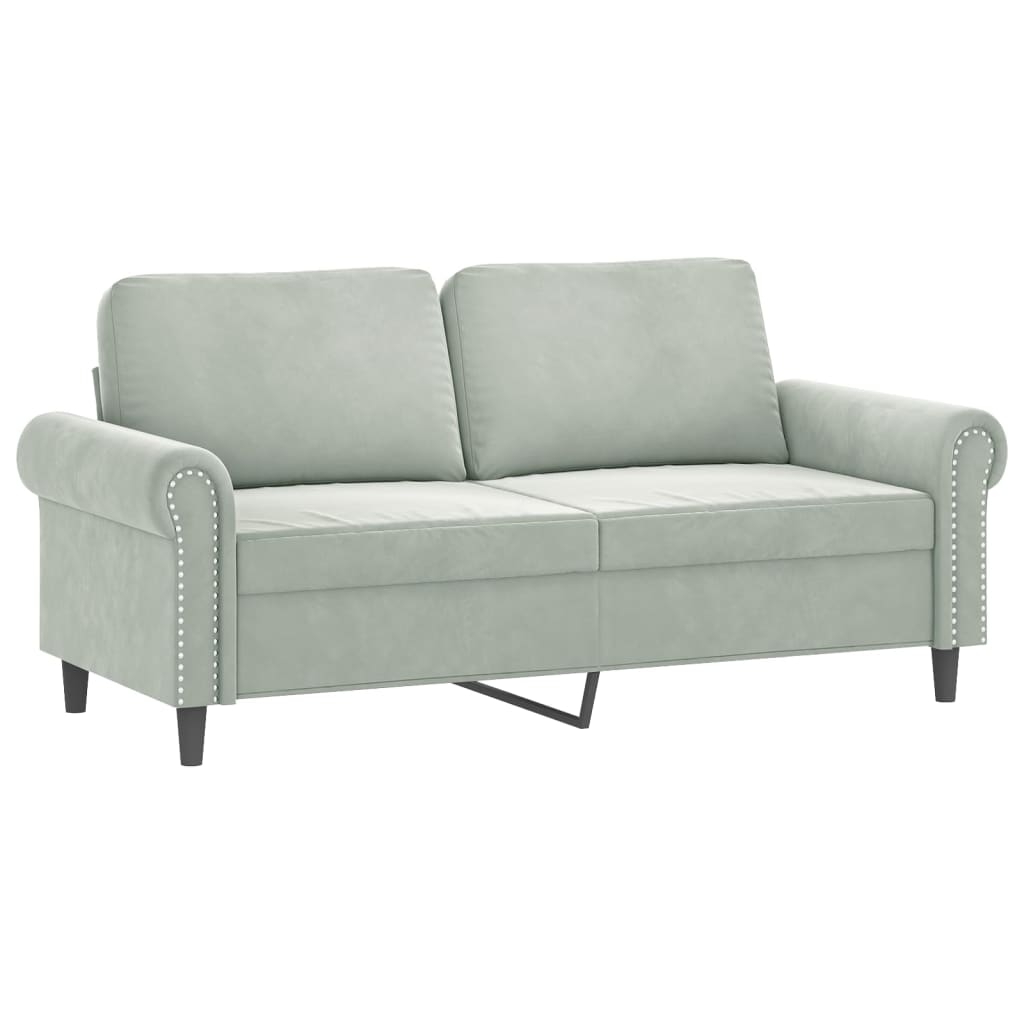 Set Di Divani 3 Pz Con Cuscini Grigio Chiaro In Velluto