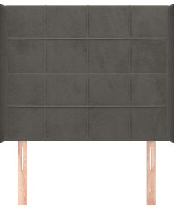 Testiera Ad Orecchio Grigio Scuro 93x16x118/128 Cm In Velluto