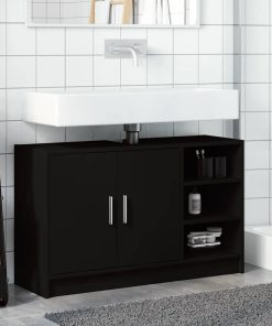 Mobile Lavabo Nero 90x29x55 Cm In Truciolato