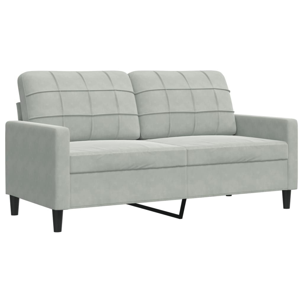 Set Di Divani 3 Pz Con Cuscini Grigio Chiaro In Velluto - Image 3