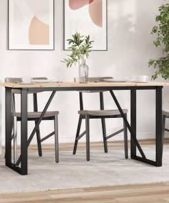 Tavolo Da Pranzo Telaio A O 160x80x75 Cm Legno Pino E Acciaio