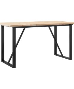 Tavolo Da Pranzo Telaio A O 140x80x75,5 Cm Legno Pino E Acciaio