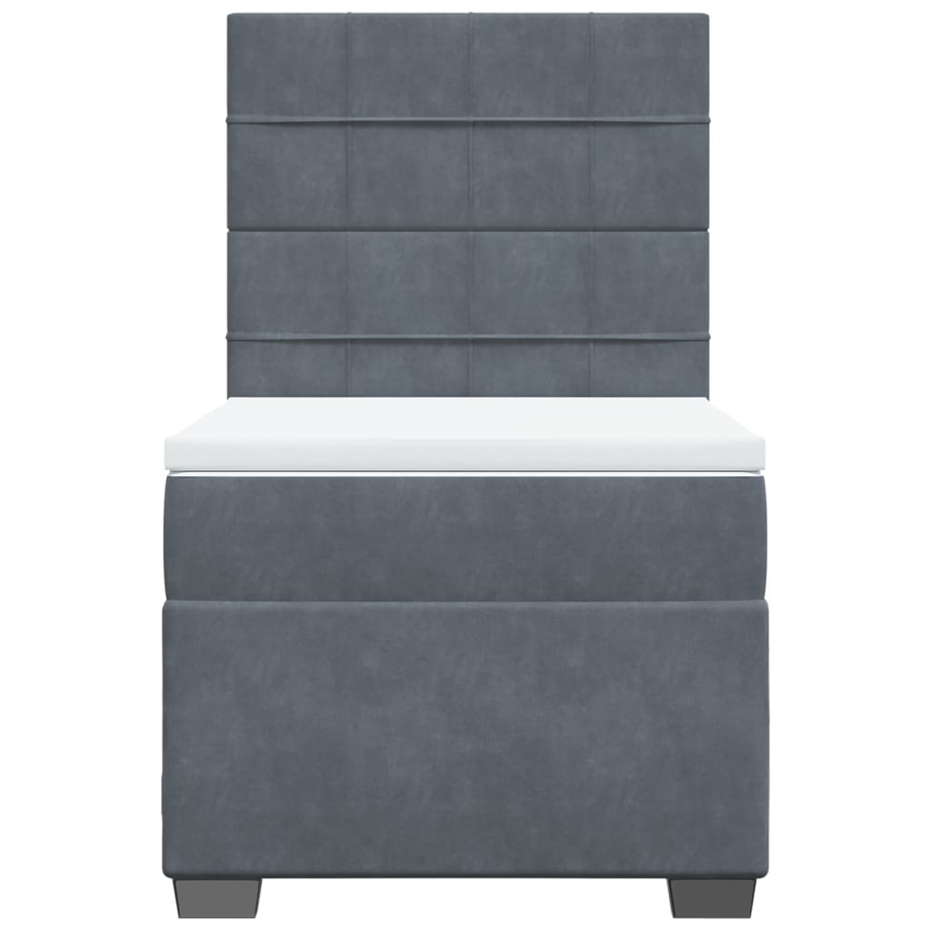 Giroletto A Molle Con Materasso Grigio Scuro 90x190 Cm Velluto - Image 2