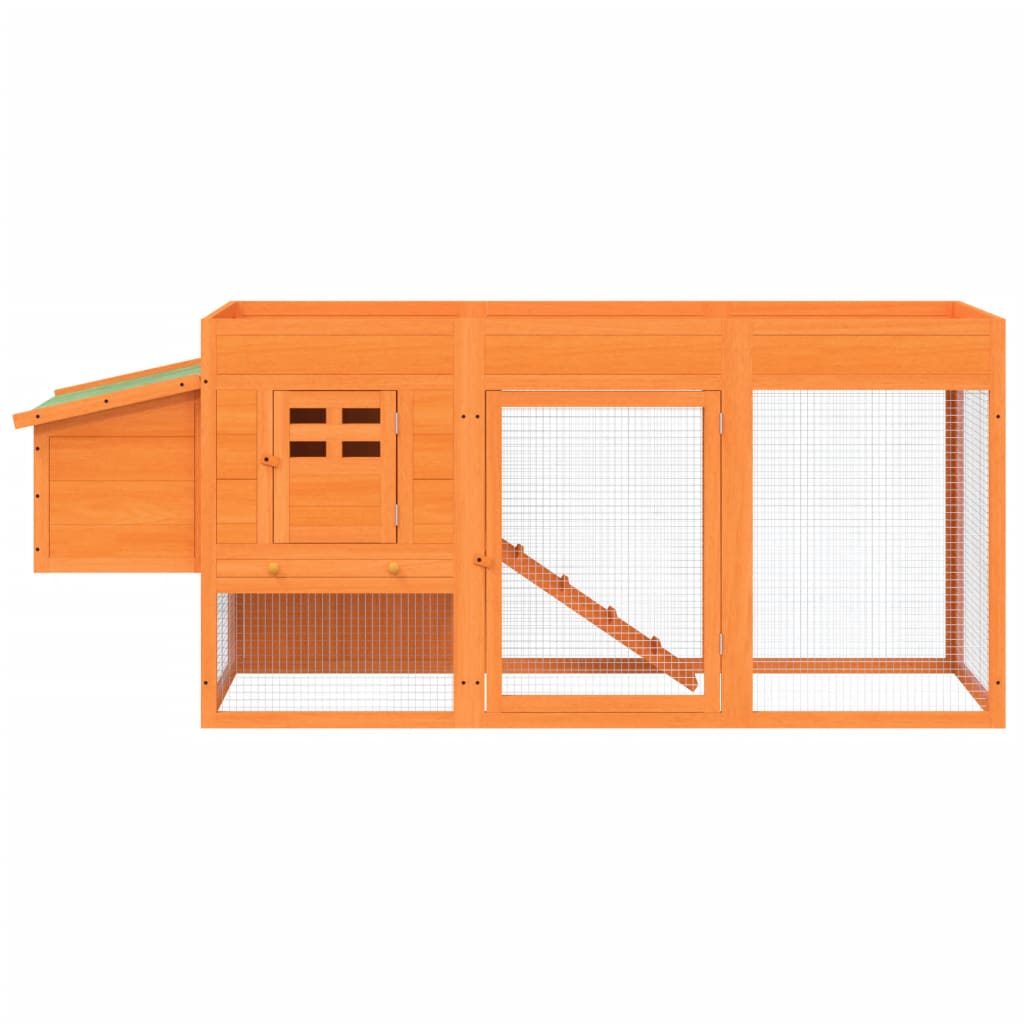 Pollaio Marrone 204x50x84 Cm In Legno Massello Di Pino