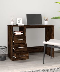 Scrivania Cassetti Rovere Fumo 102x50x76 Cm Legno Multistrato