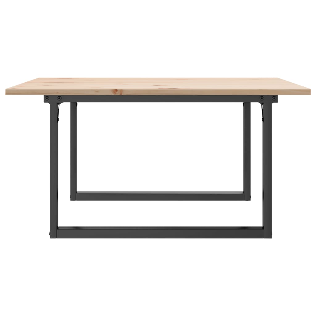 Tavolino Da Salotto Telaio A O 90x90x45cm Legno Pino E Acciaio