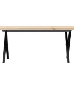 Tavolino Salotto Telaio A X 110x40x45,5 Cm Legno Pino E Acciaio