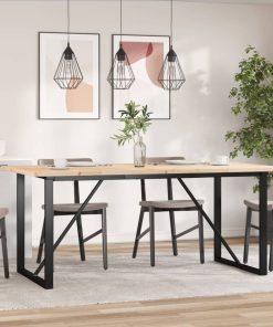 Tavolo Da Pranzo Telaio A O 180x90x75,5 Cm Legno Pino E Acciaio