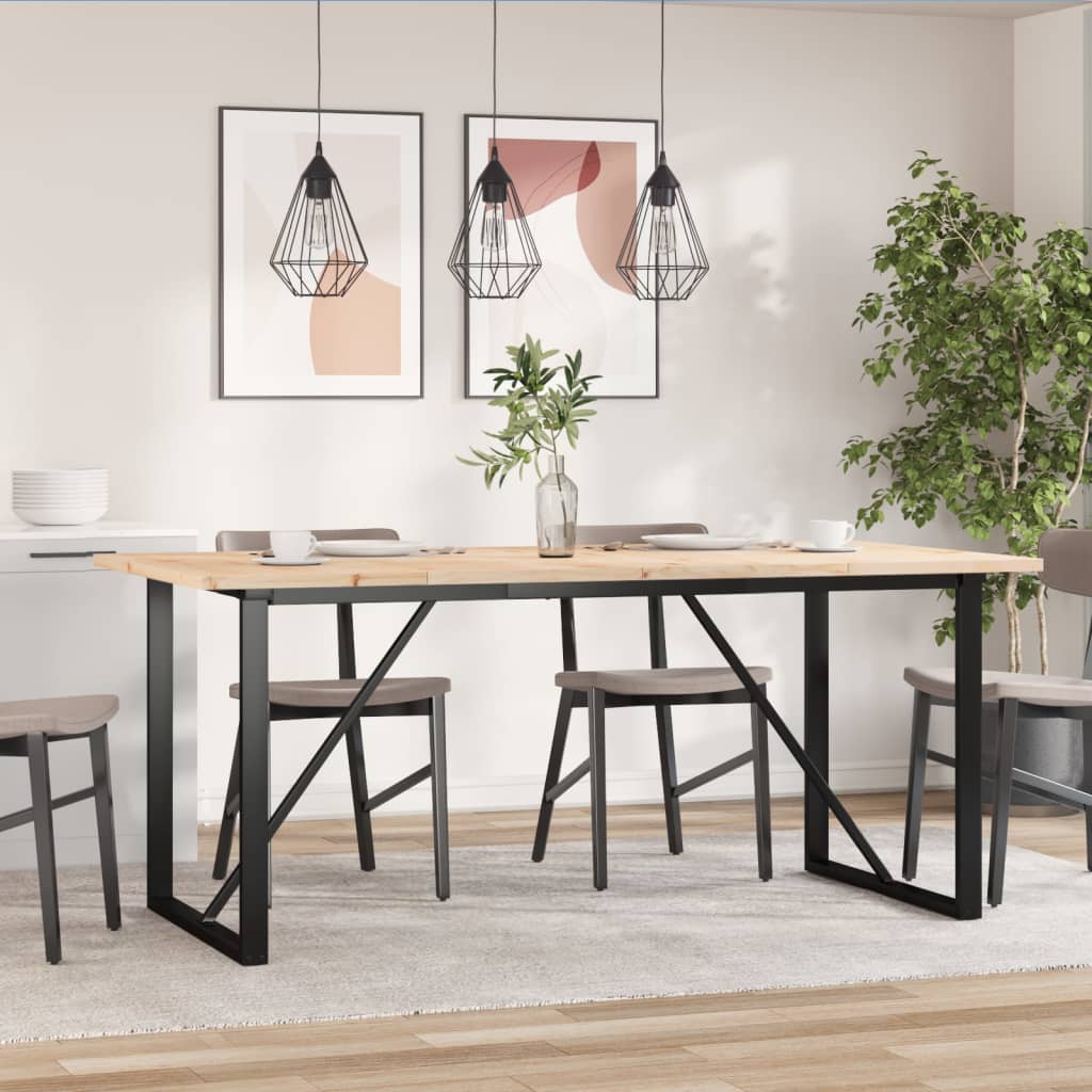 Tavolo Da Pranzo Telaio A O 180x90x75,5 Cm Legno Pino E Acciaio