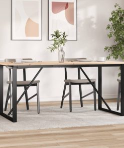 Tavolo Da Pranzo Telaio A O 180x90x75 Cm Legno Pino E Acciaio