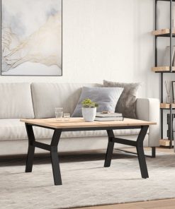 Tavolino Da Salotto Telaio A Y 80x80x45 Cm Legno Pino E Acciaio