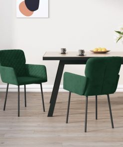 Sedie Da Pranzo 2 Pz Verde Scuro In Velluto