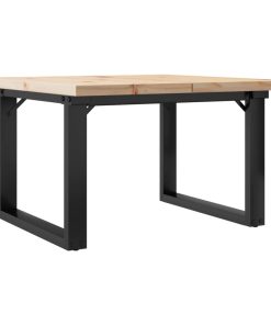 Tavolino Salotto Telaio A O 60x60x40,5cm Legno Pino E Acciaio