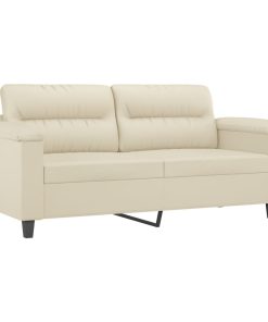 Divano A 2 Posti Con Cuscini Crema 140 Cm In Similpelle