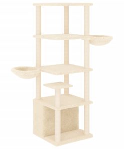 Albero Per Gatti Con Tiragraffi In Sisal Crema 147 cm