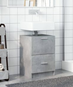 Mobile Lavabo Grigio Cemento 80x33x60 Cm In Legno Multistrato