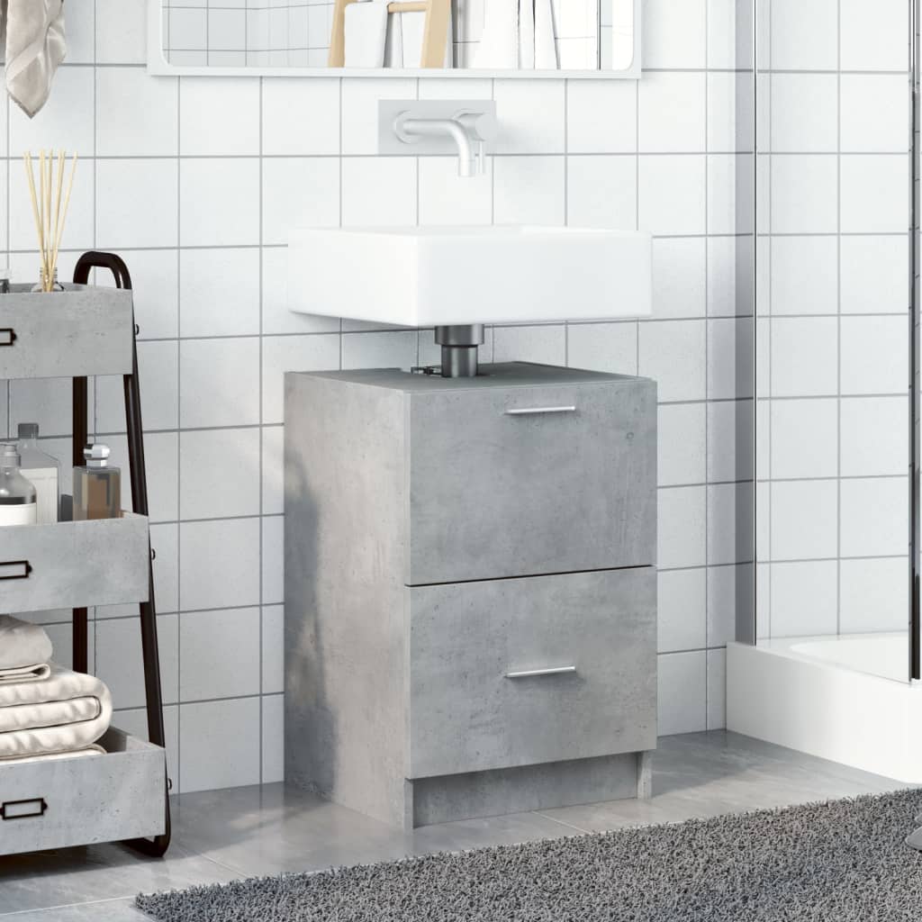 Mobile Lavabo Grigio Cemento 80x33x60 Cm In Legno Multistrato