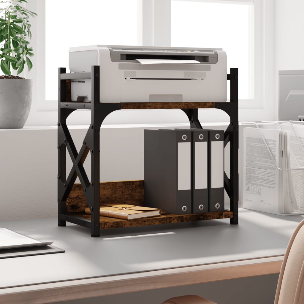 Supporto Stampante 2 Livelli Rovere Fumo 40x20x40cm Multistrato - Image 3