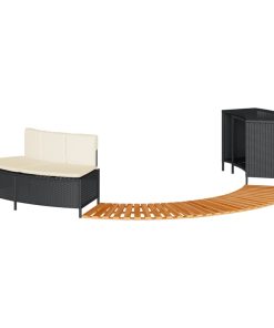 Bordo Per Spa Nero In Polyrattan E Legno Massello Di Acacia