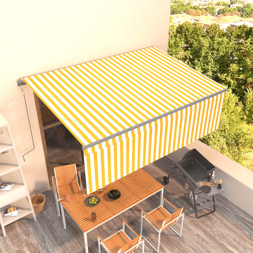 Tenda Retrattile Automatica Con Parasole 4x3m Gialla Bianca