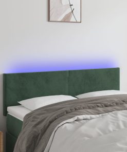 Testiera A Led Verde Scuro 144x5x78/88 Cm In Velluto
