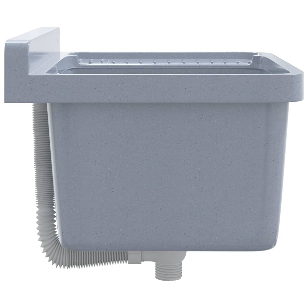 Lavabo A Parete Grigio 50x35x24 Cm In Resina