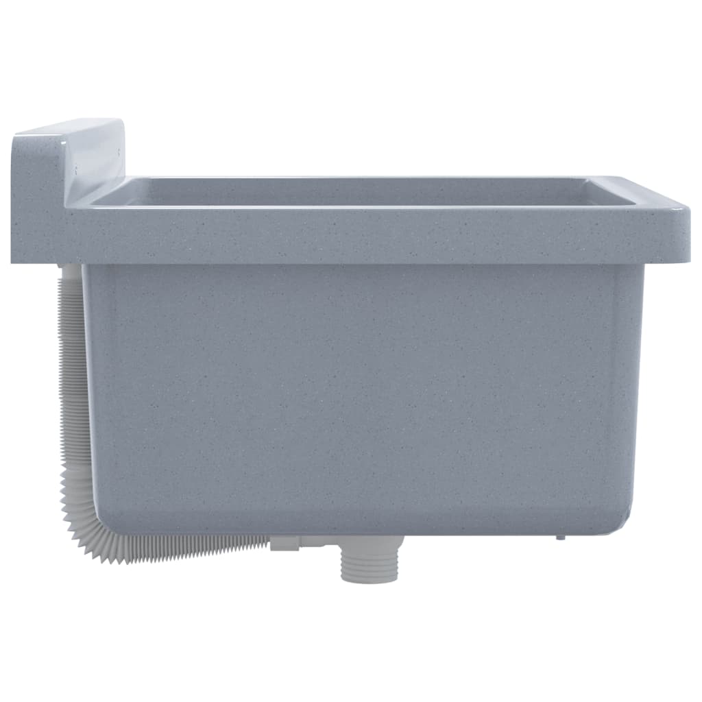 Lavabo A Parete Grigio 40x40x24 Cm In Resina