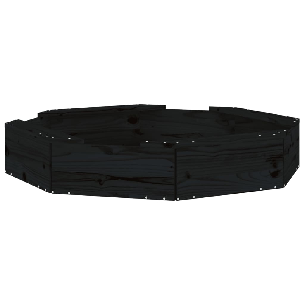 Sabbiera Con Sedute Nera Ottagonale In Legno Massello Di Pino - Image 4