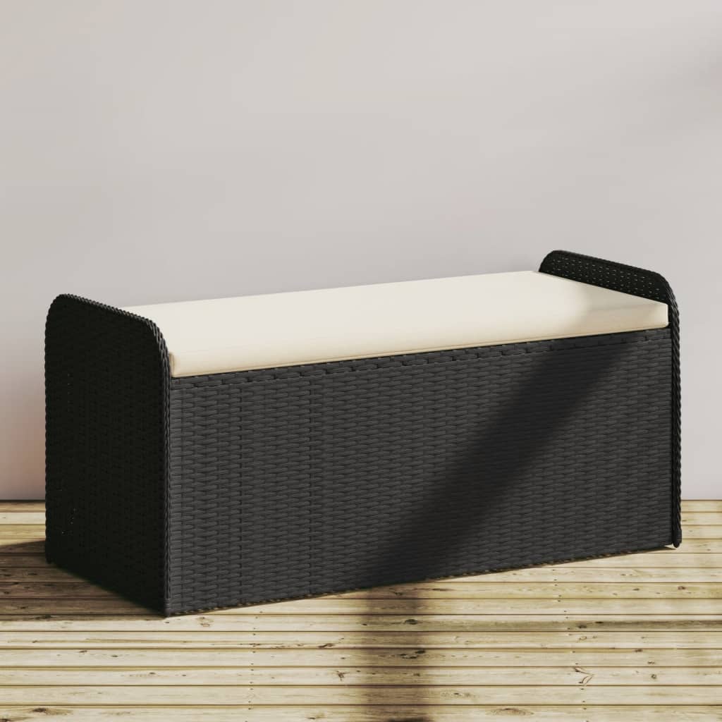 Cassapanca Con Cuscino Nera 115x51x52 Cm In Polyrattan - Image 3