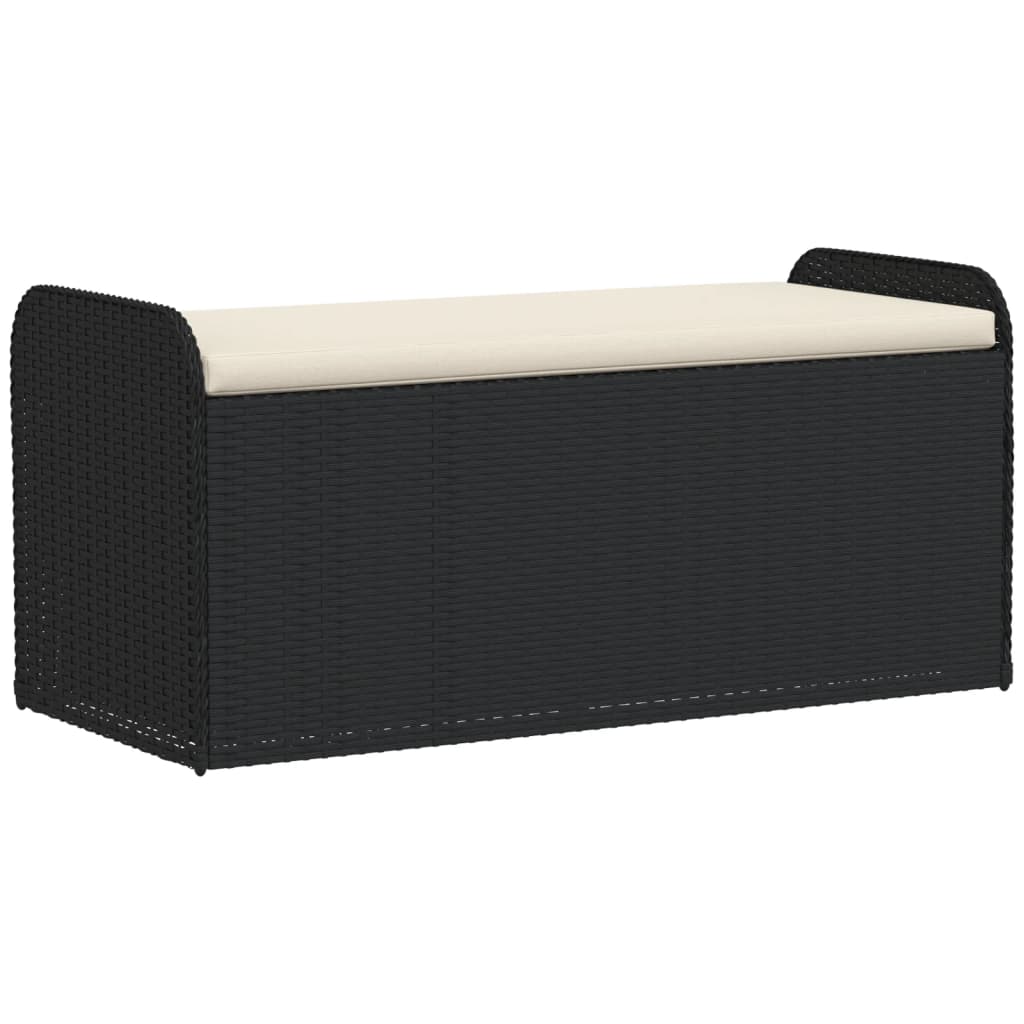 Cassapanca Con Cuscino Nera 115x51x52 Cm In Polyrattan - Image 2