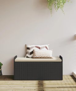 Cassapanca Con Cuscino Nera 115x51x52 Cm In Polyrattan