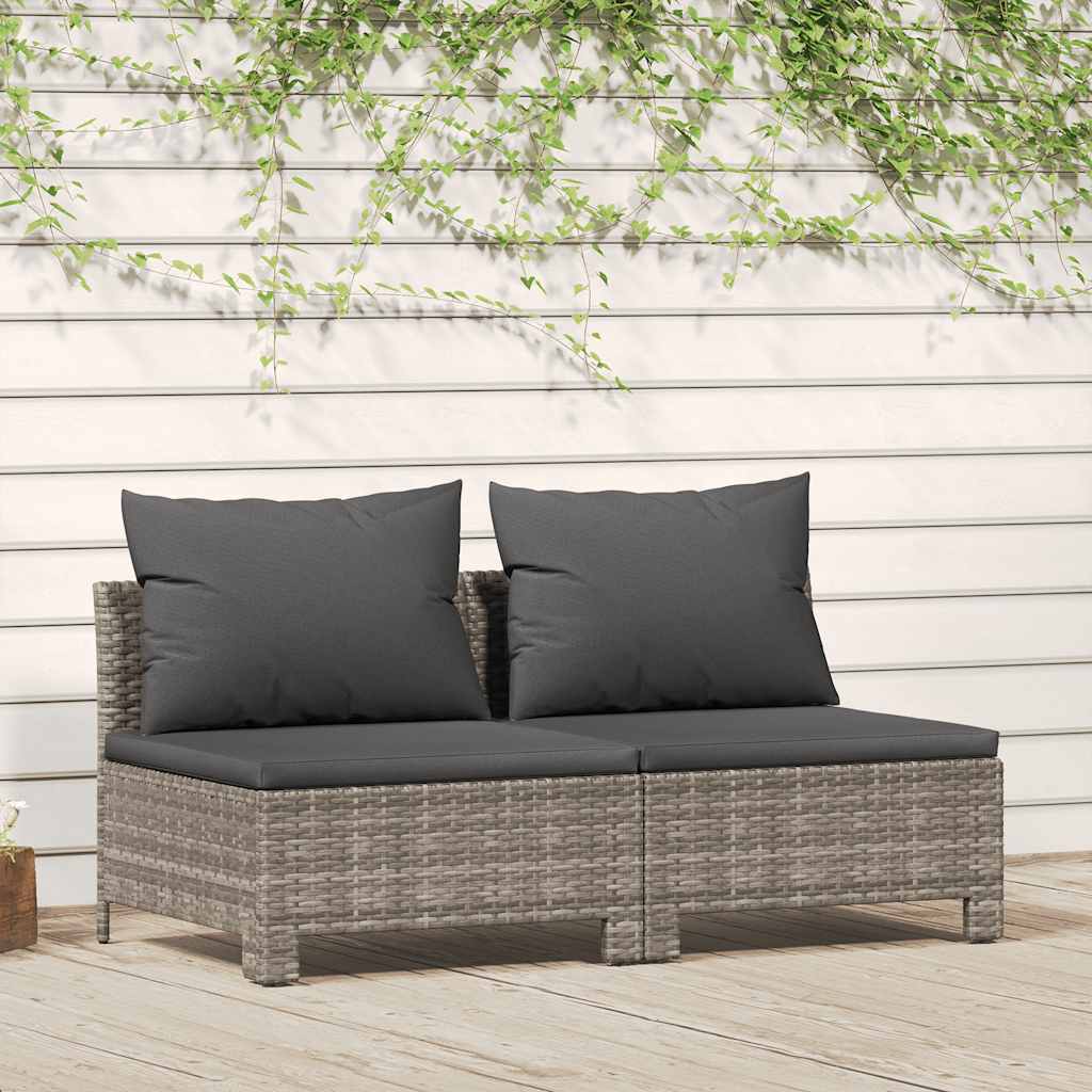 Divano Da Giardino A 2 Posti Con Cuscini In Polyrattan Grigio