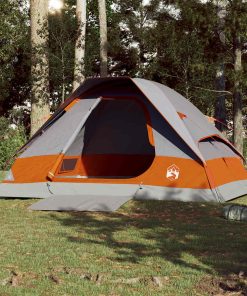 Tenda Da Campeggio A Cupola 4 Persone Grigio E Arancione