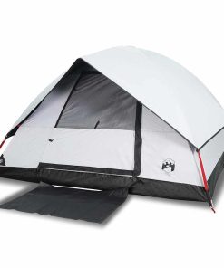Tenda Campeggio A Cupola 4 Persone Bianca Tessuto Impermeabile
