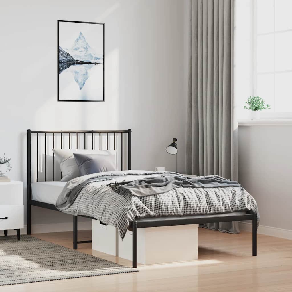 Giroletto Con Testiera Metallo Nero 100x200 cm - Image 3