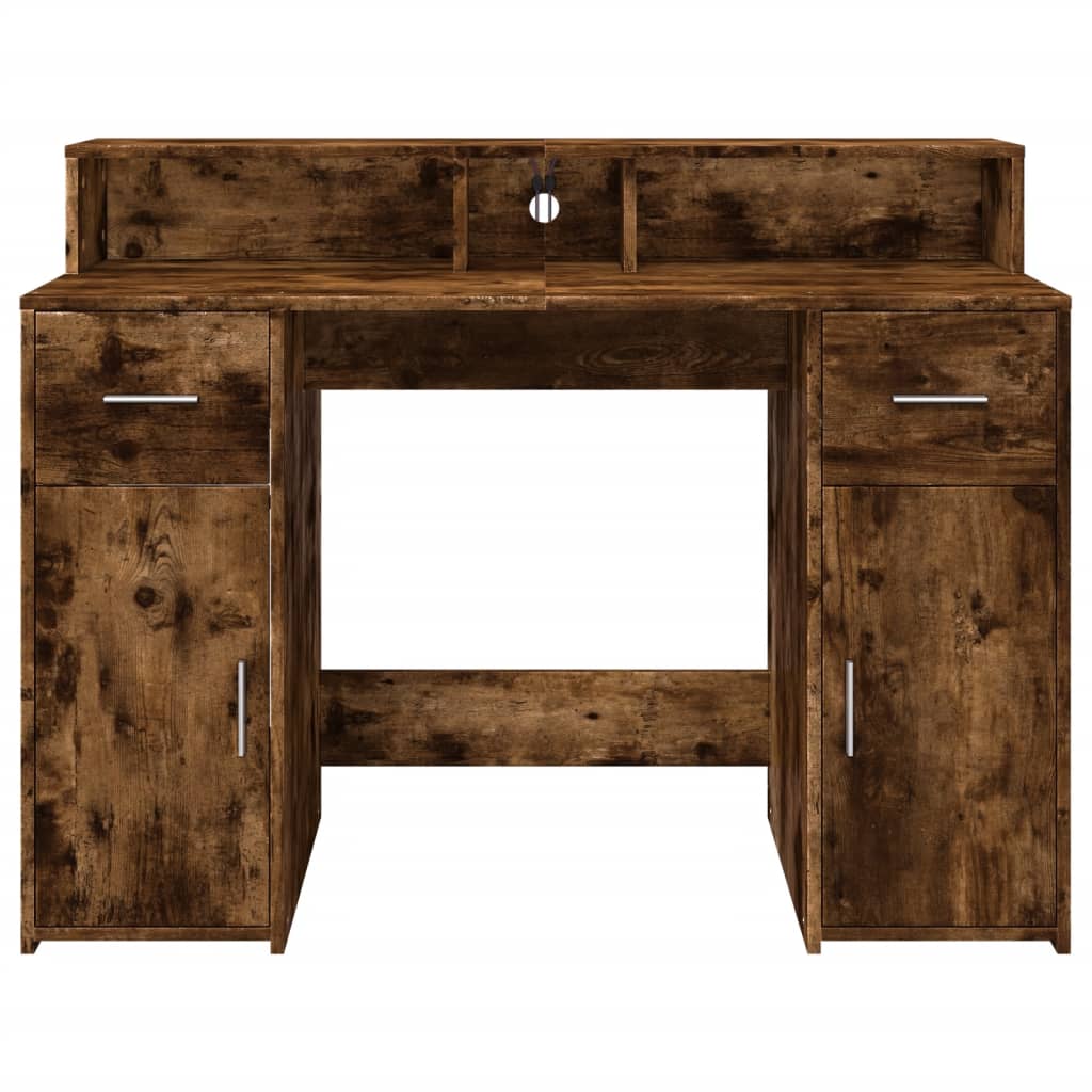 Scrivania Con Luci Led Rovere Fumo 120x55x91 Cm In Multistrato - Image 5