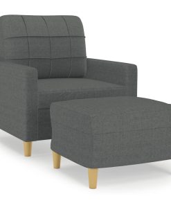 Poltrona Con Poggiapiedi Grigio Scuro 60 Cm In Tessuto