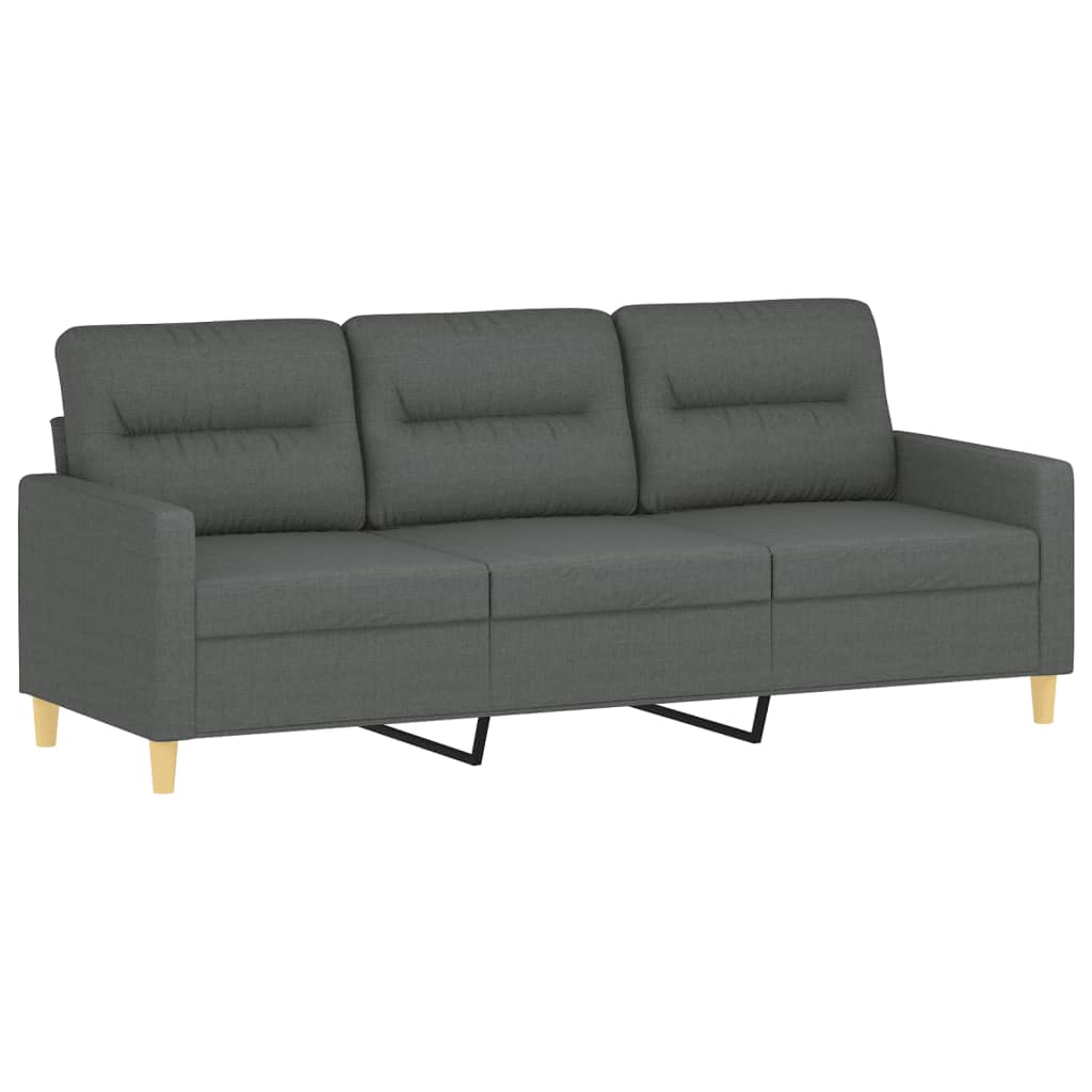 Set Di Divani 3 Pz Con Cuscini Grigio Scuro In Tessuto - Image 4