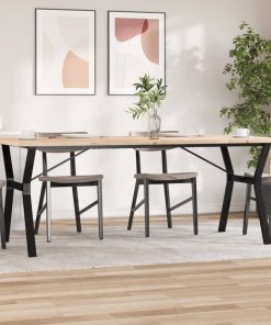 Tavolo Pranzo Telaio A Y 200x100x75,5 Cm Legno Pino E Acciaio