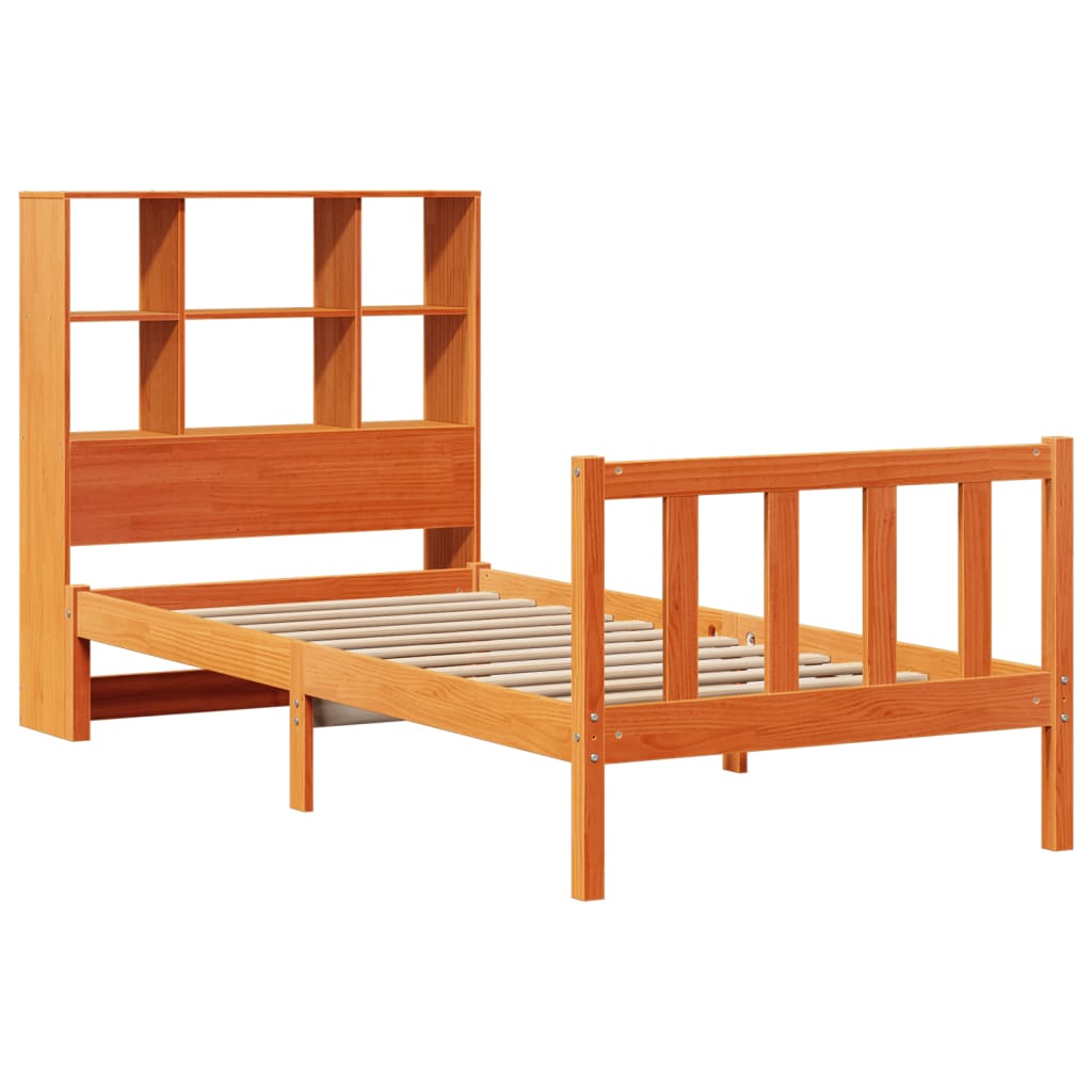 Letto Libreria Senza Materasso Marrone Cera 75x190 Cm In Pino