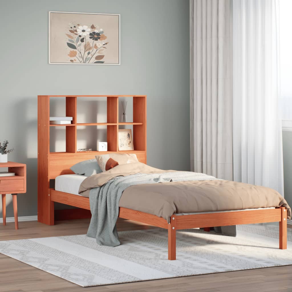 Letto Libreria Senza Materasso Marrone Cera 75x190 Cm In Pino