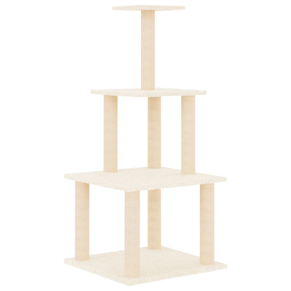 Albero Per Gatti Con Tiragraffi In Sisal Crema 111 cm