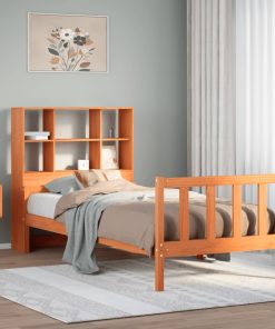 Letto Libreria Senza Materasso Marrone Cera 75x190 Cm Legno