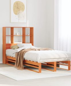 Letto Libreria Senza Materasso Marrone Cera 75x190 Cm Legno