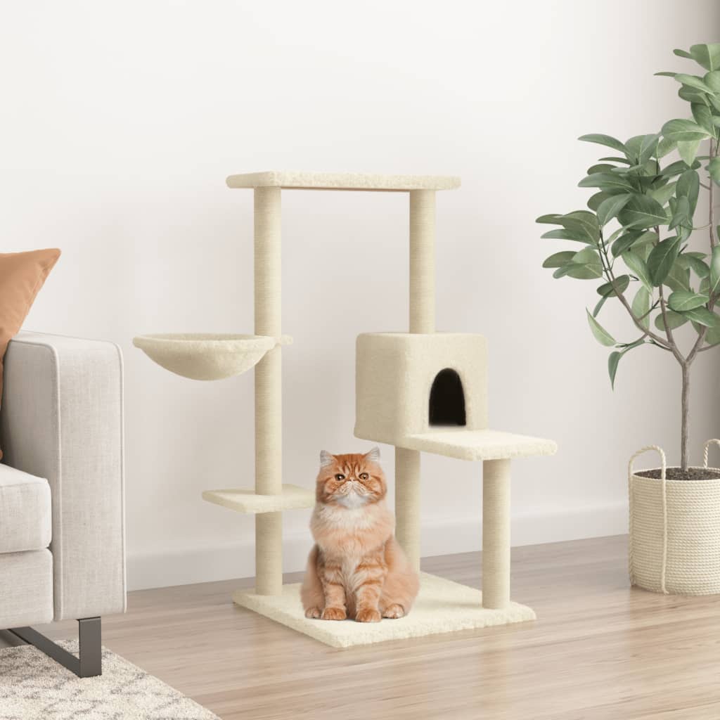 Albero Per Gatti Con Tiragraffi In Sisal Crema 95 cm - Image 4